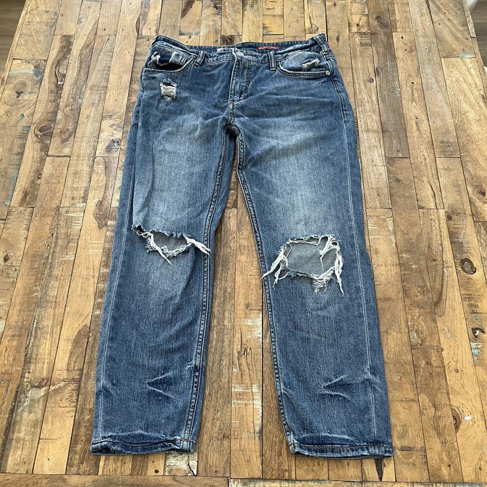 Pilcro The Heritage Boyfriend 26P Jeans Distressed Medium Wash Cotton Blend